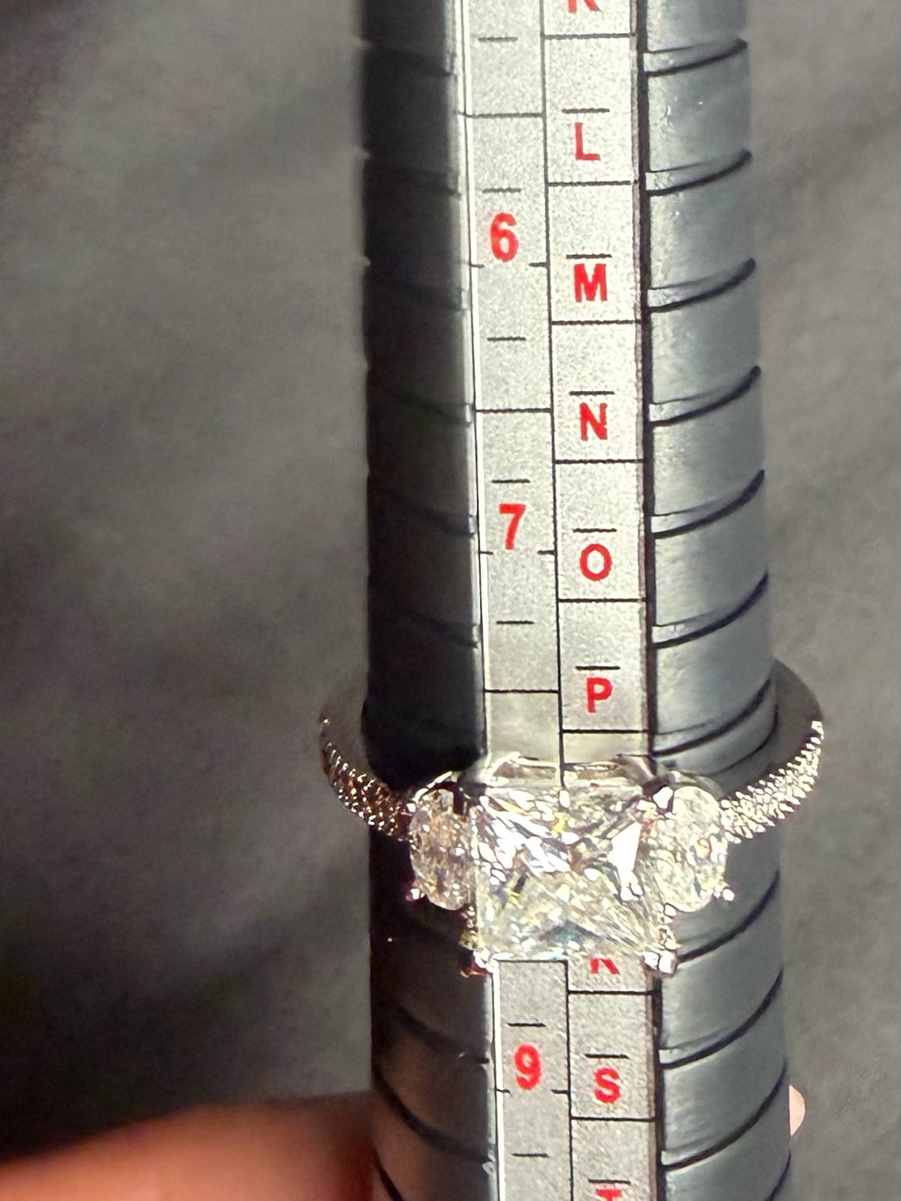 Gold Filled over brass 2.47 CTW D Color VVS Moissanite 3-Stone Ring | Sz 8 - Picture 8 of 8